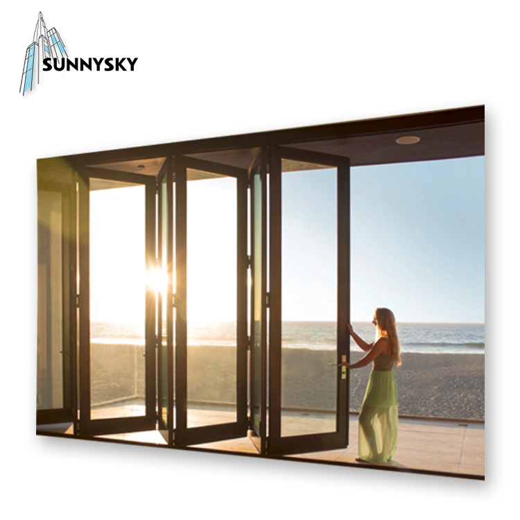 American Standard Modern Style Waterproof Bifold Doors Windows Aluminum Balcony Glass Sliding Folding Door